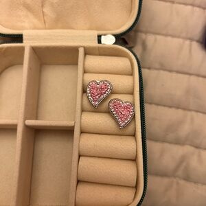 Heart-Shaped Pink Crystal Earrings